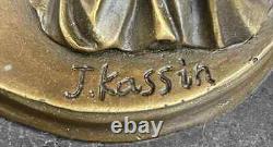 Bronze Art Deco Style Violinist Sculpture After J. Kassin Vintage Signed