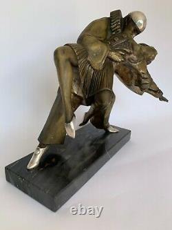 Bronze Art Deco Thomas Francois Cartier Cubist Dancer Pierrot Colombine M334