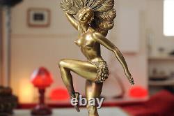 Bronze Art Deco sculpture signed H. Molins Dancer with Fan CIRCA 1920