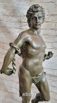 Bronze Art Sculpture Homage Chair David 66 CM Nude Male Statue Figurine