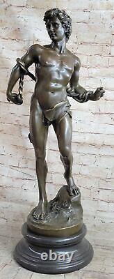 Bronze Art Sculpture Homage Chair David 66 CM Nude Man Statue Figurine Opener