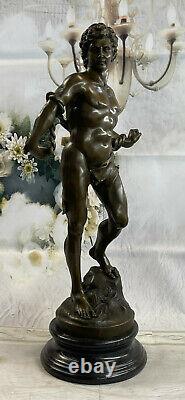 Bronze Art Sculpture Tribute Chair David 66 CM Nude Male Statue Figure