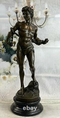 Bronze Art Sculpture Tribute Chair David 66 CM Nude Male Statue Figure