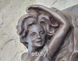 Bronze Art Sculpture of a Woman Girl Body Marble Base Decor