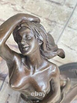 Bronze Art Style New Girl Statue Sexy Chair Sculpture, Signed Delore Sale