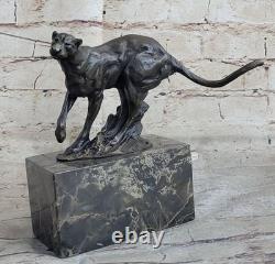 Bronze Artisanal Mountain Lion Sculpture Metal Art Fauna Statue Cougar Puma