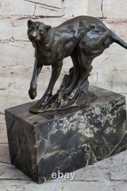 Bronze Artisanal Mountain Lion Sculpture Metal Art Fauna Statue Cougar Puma