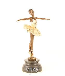 Bronze Ballerina Colorful Dancer Art Nouveau Sculpture Statue Figurine