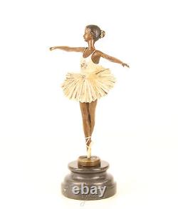 Bronze Ballerina Colorful Dancer Art Nouveau Sculpture Statue Figurine
