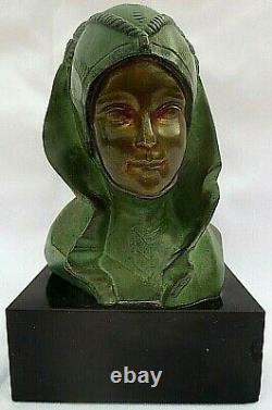 Bronze By G. Garreau, Sculpture Of A Female Bust Style Art Deco -1930