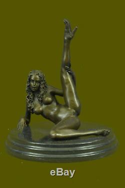 Bronze Chair Female Model Girl Erotic Art Sculpture Fence Figurine Statue