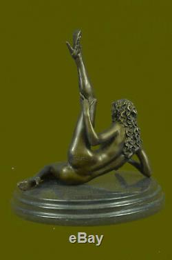 Bronze Chair Female Model Girl Erotic Art Sculpture Fence Figurine Statue