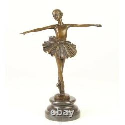 Bronze Classic Art Deco Statue Sculpture Marble Dancer Ballerine Dsvg-80