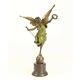 Bronze Colored Marble Art Deco Statue Sculpture Woman Victory Winged Fairy Bg-24