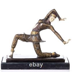 Bronze Dancer Sculpture Art Deco Colored Kamorna after Demetre Chiparus