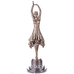 Bronze Dancer Sculpture Art Deco Style After Demetre Chiparus