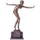Bronze Dancer Sculpture Art Deco On Black Marble After Demetre Chiparus