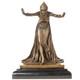 Bronze Dancer Sculpture Art Deco On Black Marble After Demetre Chiparus