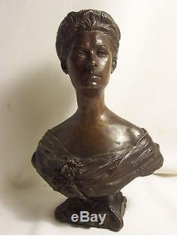 Bronze Domenico Mastroianni 1876-1962 Bust Woman Art Nouveau 1902 Paris Signed