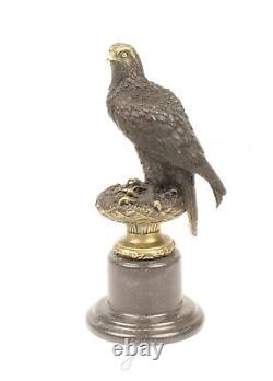 Bronze Eagle Sculpture in Art Deco Style on Black Marble after A. Thorburn