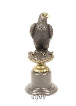 Bronze Eagle Sculpture in Art Deco Style on Black Marble after A. Thorburn