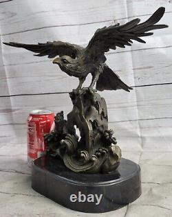 Bronze Eagle in Flight Sculpture Classic Statue Figurine Guinea Fowl Art