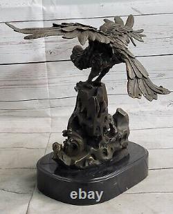 Bronze Eagle in Flight Sculpture Classic Statue Figurine Guinea Fowl Art