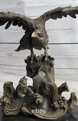 Bronze Eagle in Flight Sculpture Classic Statue Figurine Guinea Fowl Art