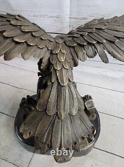 Bronze Eagle in Flight Sculpture Classic Statue Figurine Guinea Fowl Art