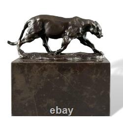 Bronze Figurine Leopard Panther Puma Replica Copy After Carvin Sculpture