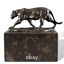 Bronze Figurine Leopard Panther Puma Replica Copy After Carvin Sculpture