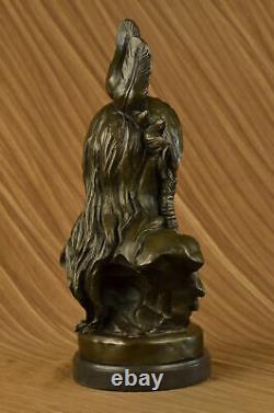 Bronze Indian Chief Bust Sculpture Authentic Statue Signed Nick Figurine Art