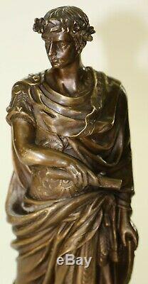 Bronze Julius Caesar Roman Military Bust Sculpture Art Warrior Figurine Large