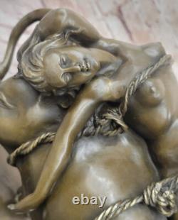 Bronze Marble Sculpture Statue Lygia / Europa Bull Art Deco Erotic Figure