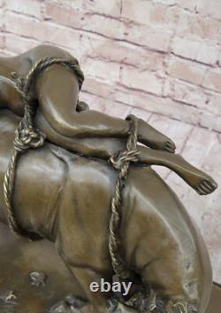 Bronze Marble Sculpture Statue Lygia / Europa Bull Art Deco Erotic Figure