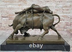 Bronze Marble Sculpture Statue Lygia / Europa Bull Art Deco Erotic Figure