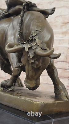Bronze Marble Sculpture Statue Lygia / Europa Bull Art Deco Erotic Figure
