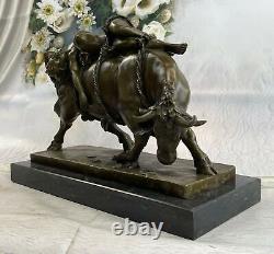 Bronze Marble Sculpture Statue Lygia / Europa Bull Art Deco Erotic Figurine