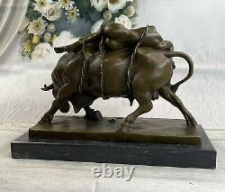 Bronze Marble Sculpture Statue Lygia / Europa Bull Art Deco Erotic Figurine