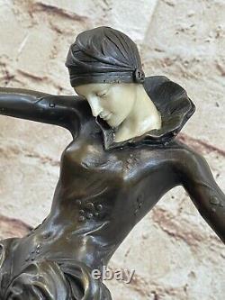 Bronze Modern Opens Art Deco Sculpture M. Nick Female Dancer Metal Statue