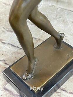 Bronze Modern Opens Art Deco Sculpture M. Nick Female Dancer Metal Statue