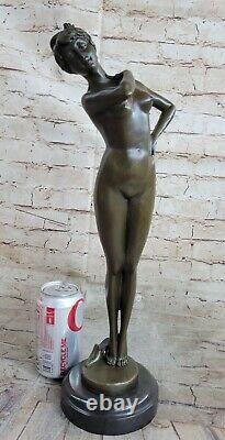 Bronze Nude Sculpture Woman By French Artist Jean La Art Décor Figure Nr