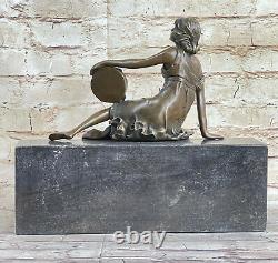 Bronze Nude Woman Sitting Statue Figure Milo Sculpture Style Art Nouveau Deco