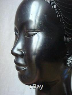 Bronze Of Than Le N'guyen (1919-2003) Young Laotian With The Bun Asian Art
