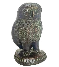 Bronze Owl Sculpture African Art Lost Wax West Africa