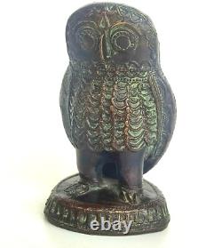 Bronze Owl Sculpture African Art Lost Wax West Africa