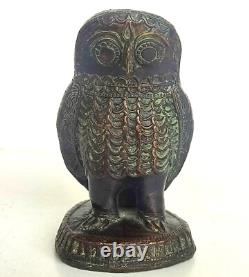 Bronze Owl Sculpture African Art Lost Wax West Africa