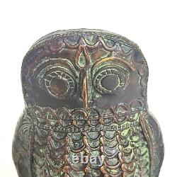 Bronze Owl Sculpture African Art Lost Wax West Africa