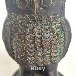 Bronze Owl Sculpture African Art Lost Wax West Africa