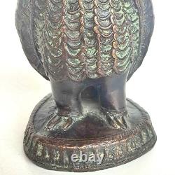 Bronze Owl Sculpture African Art Lost Wax West Africa
